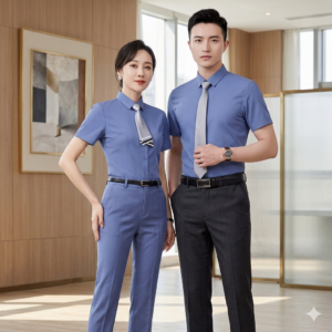 Ao sơ mi ngắn tay công sở xanh carolina