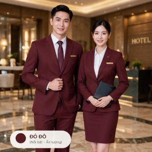 Đồng Phục Khách Sạn - Vest Cho Quản Lý Màu Đỏ Đô