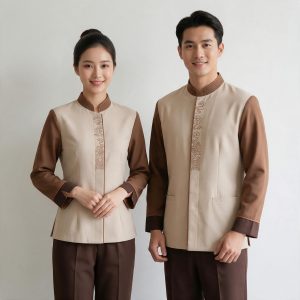 Đồng phục khách sạn - Buồng Phòng Dài Tay Nâu Kem