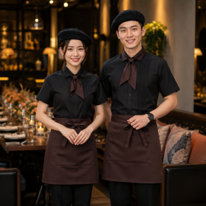 Alternative view of Đồng Phục Khách Sạn - Phục Vụ Bàn Màu Đen Phối Tạp  Nâu