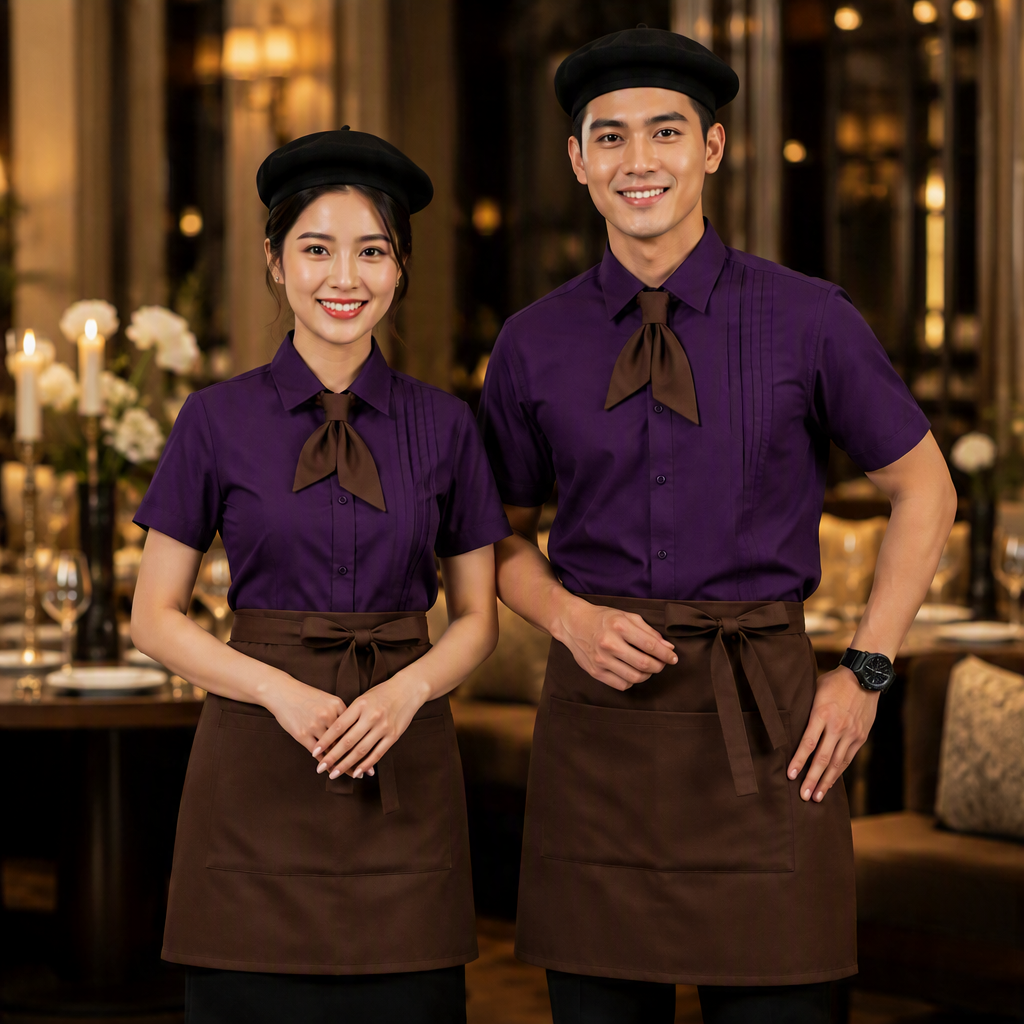 Đồng Phục Khách Sạn - Phục Vụ Bàn Màu Tím Huế
